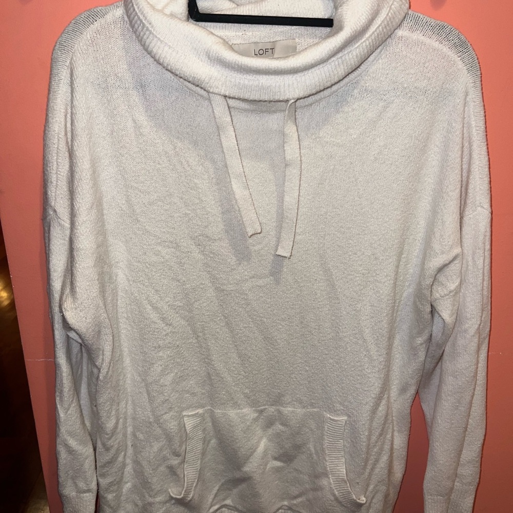 LOFT Ivory Knit Cowl Neck Top